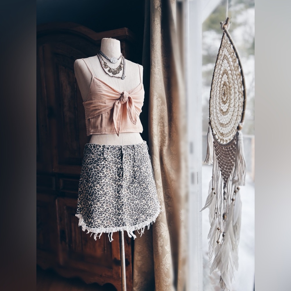 Aerie Knotted Tie Front Bandeau Top Peachy Tan Nude NWT L